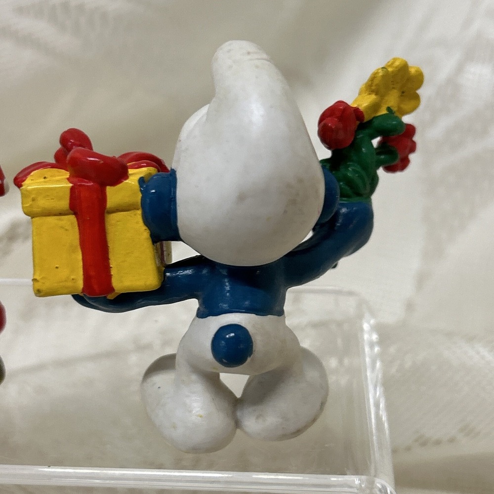 Smurfs 3 Emperor With Mushroom, Vintage Phone Gift Flowers vintage Schleich Peyo - Picture 5 of 13